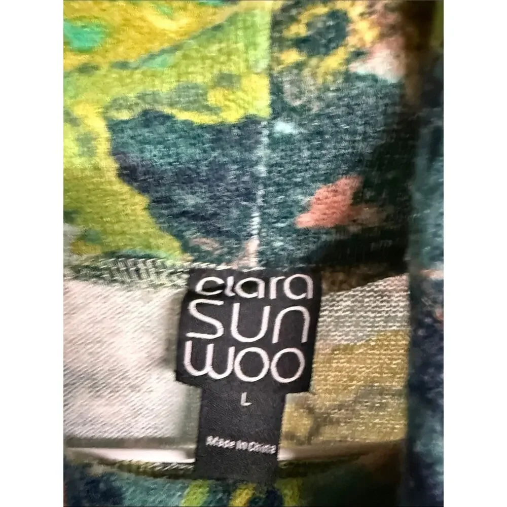 Clara Sun Woo Cowl Neck Tipped Hem Sweater Large Green